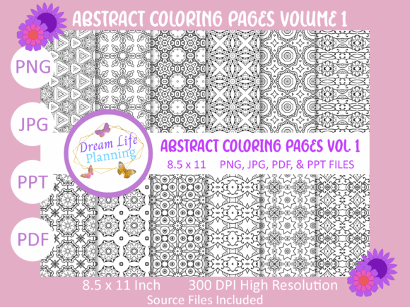 Abstract Coloring Pages Volume 1: A Creative Resource for Relaxation and Business