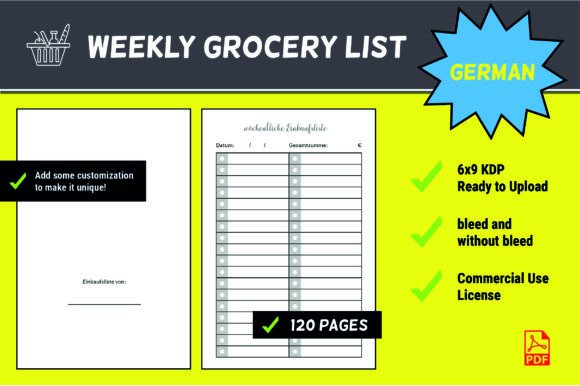 German KDP Interior: Creating the Perfect Grocery List Journal