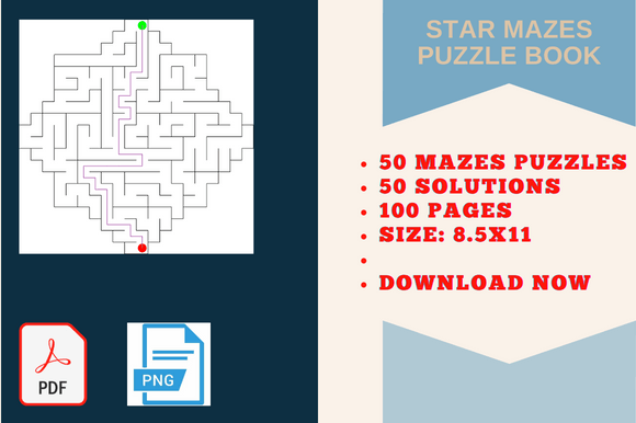 Star Maze Puzzles: A Complete PAPER KDP INTERIOR Solution for Puzzle Book Creators