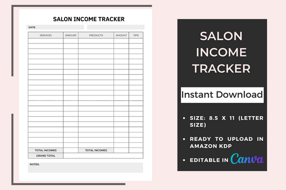 Unlocking Profit with a Salon Income Tracker KDP Interior
