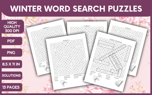 Winter Word Search Puzzles as a Ready-to-Publish Digital Resource